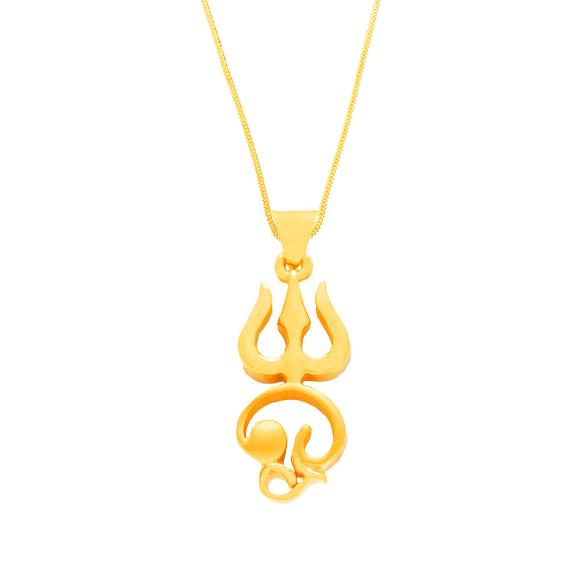 Golden Adornments Trishul Gold Pendant with Free Gold Coin