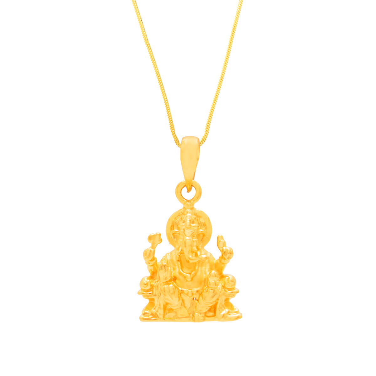 Dazzling Vignesh Gold God Pendant with Free Gold Coin