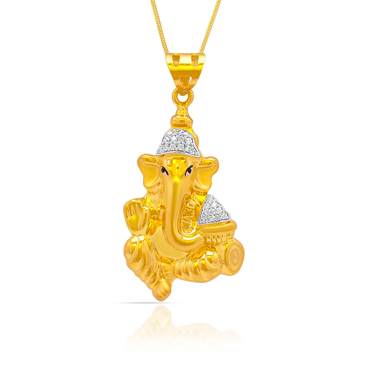 Ganpati Modak Gold Cz God Pendant