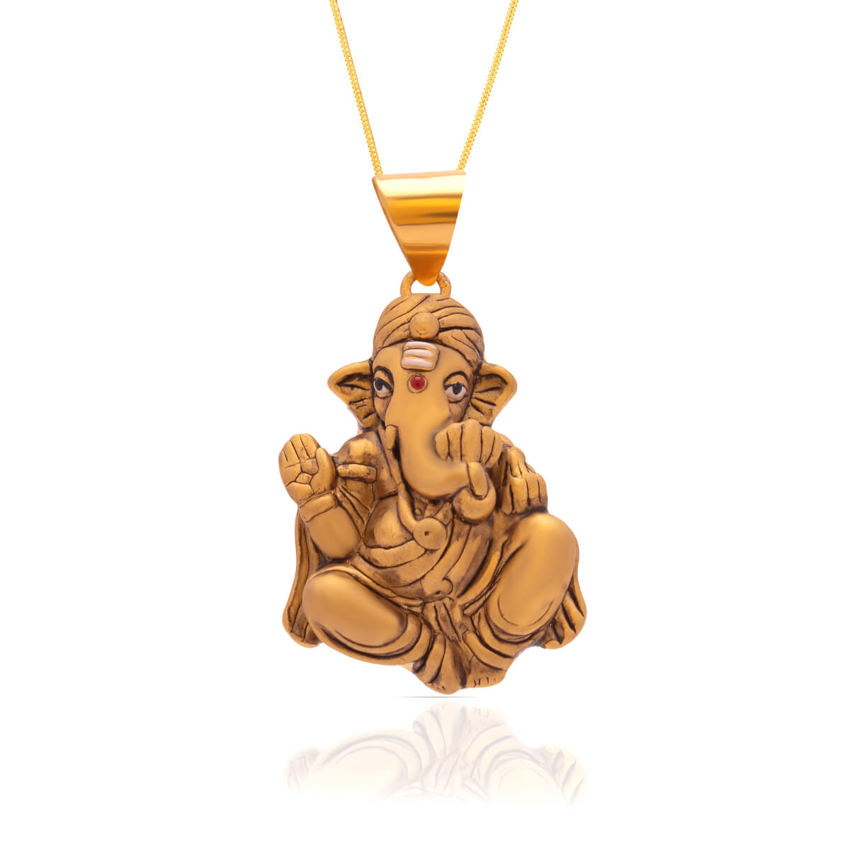 Ganpati Antique Polish Gold God Pendant with Free Gold Coin