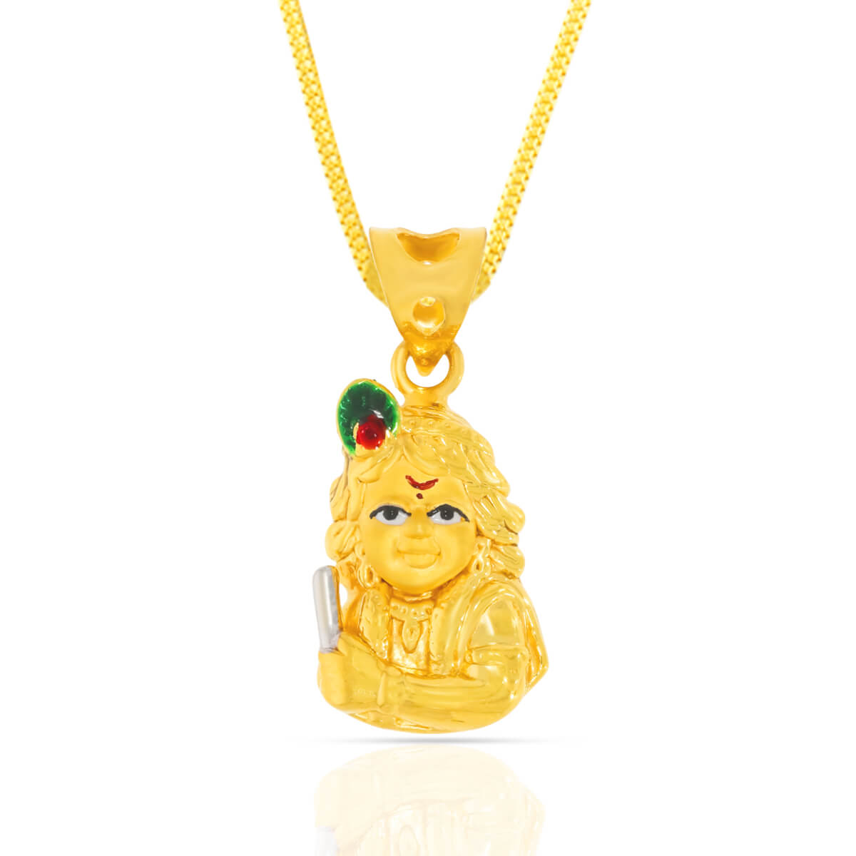 Krishna Gopal God Enamel Gold Pendant