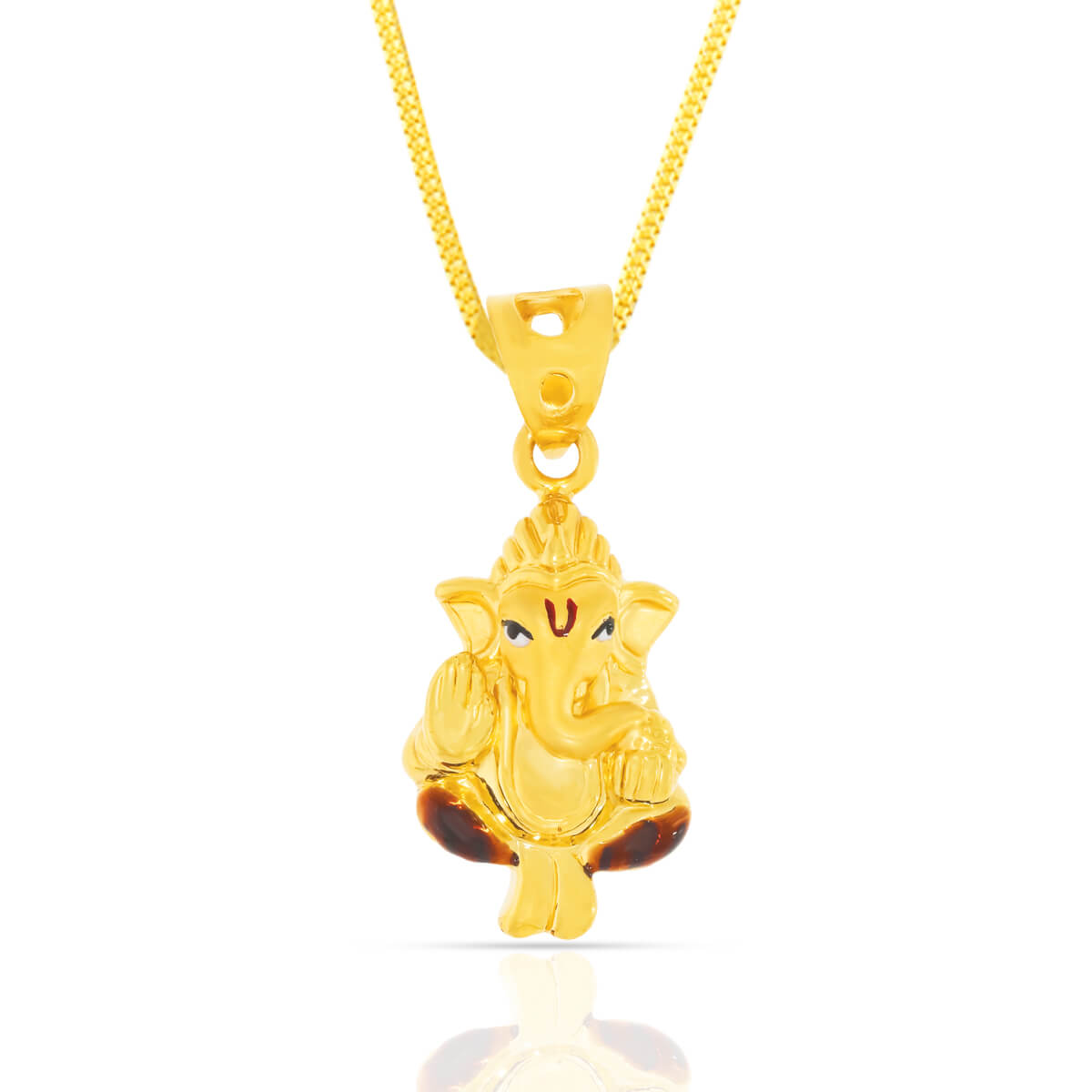 Ganesha Vighnarajaya Gold God Pendant with Free Gold Coin