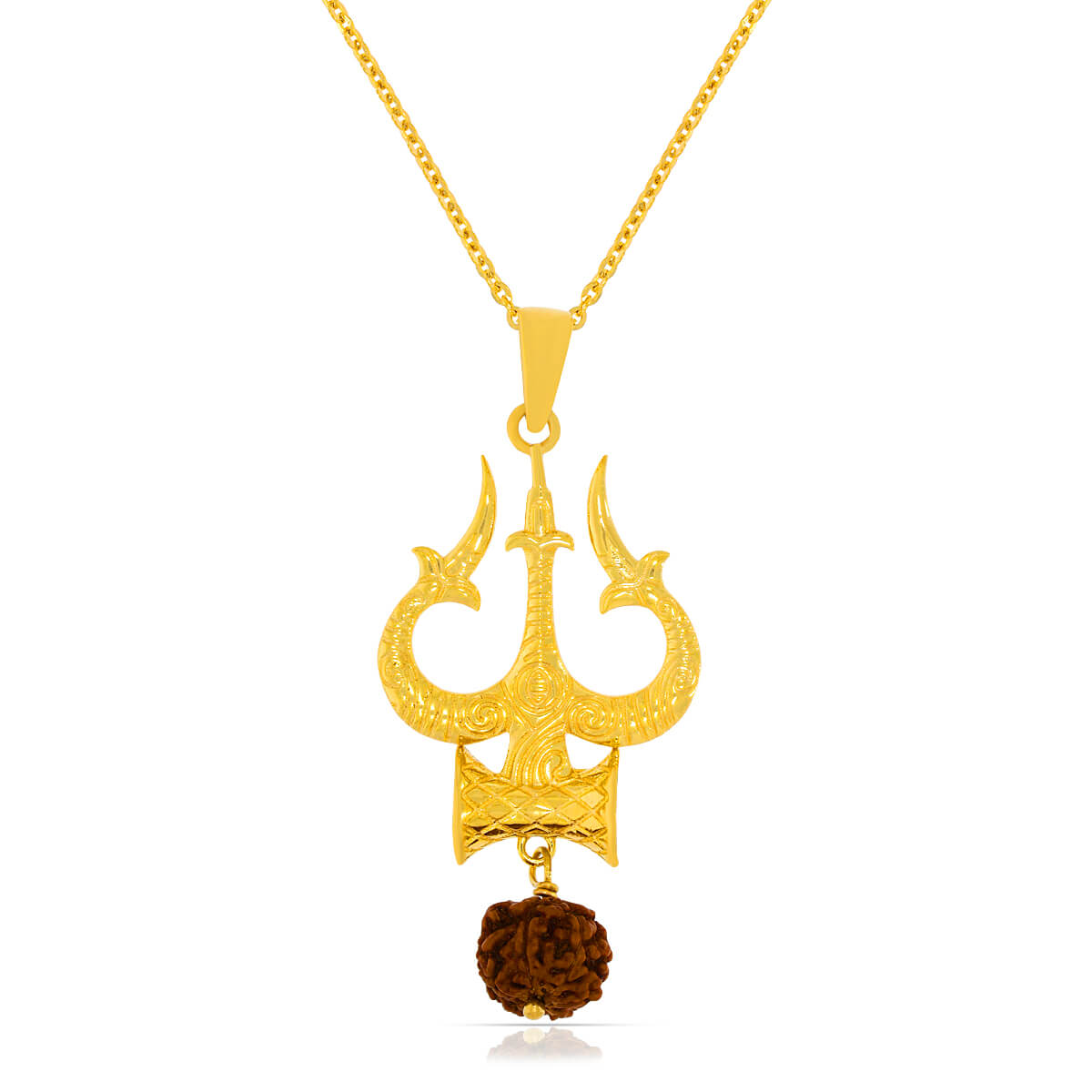 Shiva's Sacred Symbol Gold Trishul Pendant with Free Gold Coin