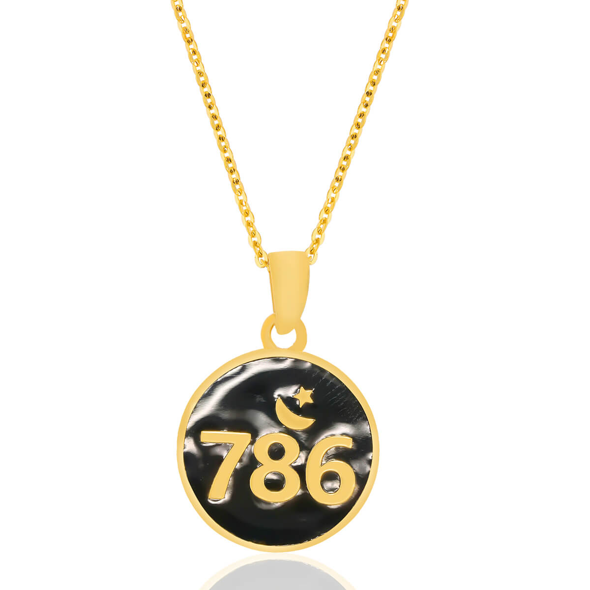 786 Blessings of Allah Gold Pendant with Free Gold Coin