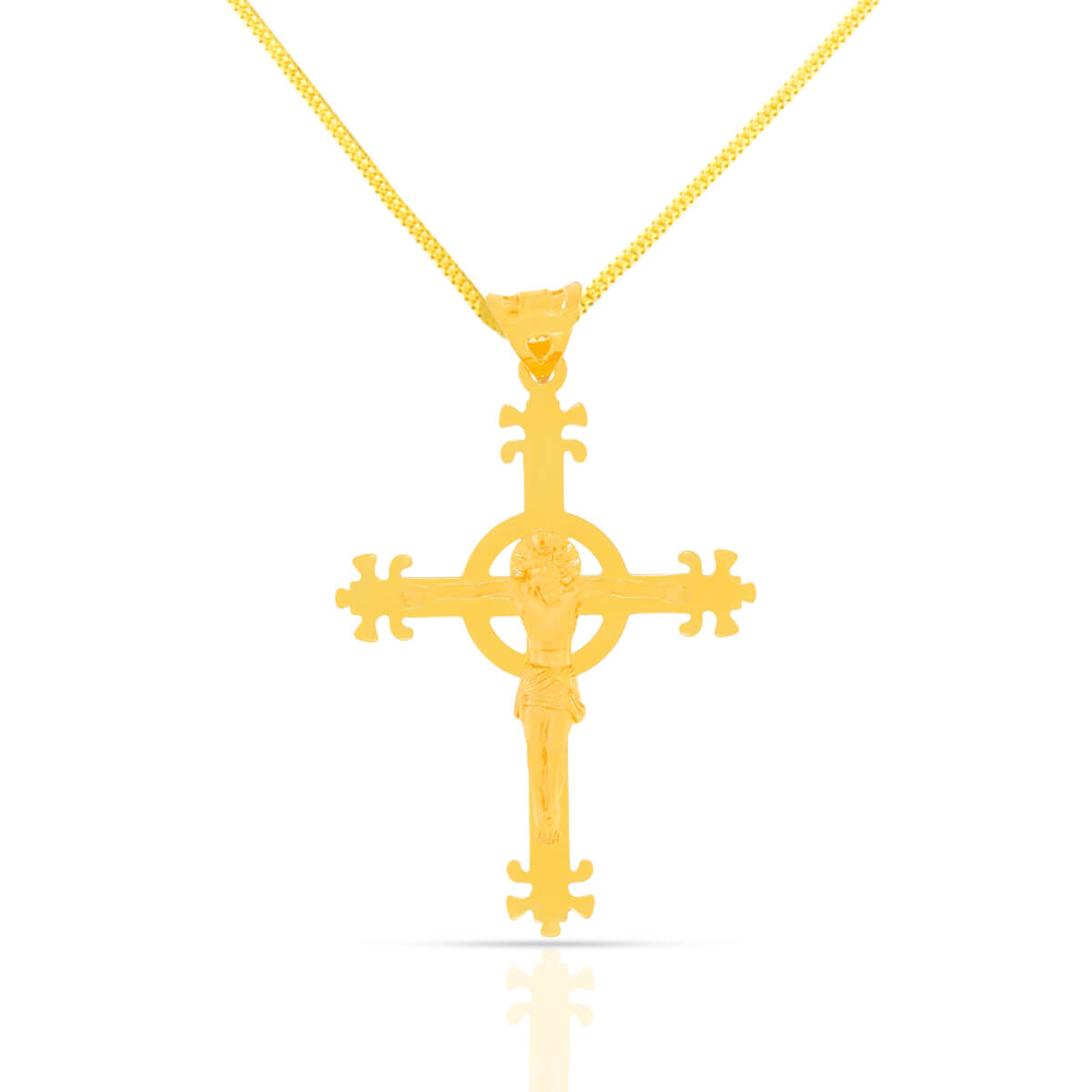 Cross & Jesus gold pendant with Free Gold Coin