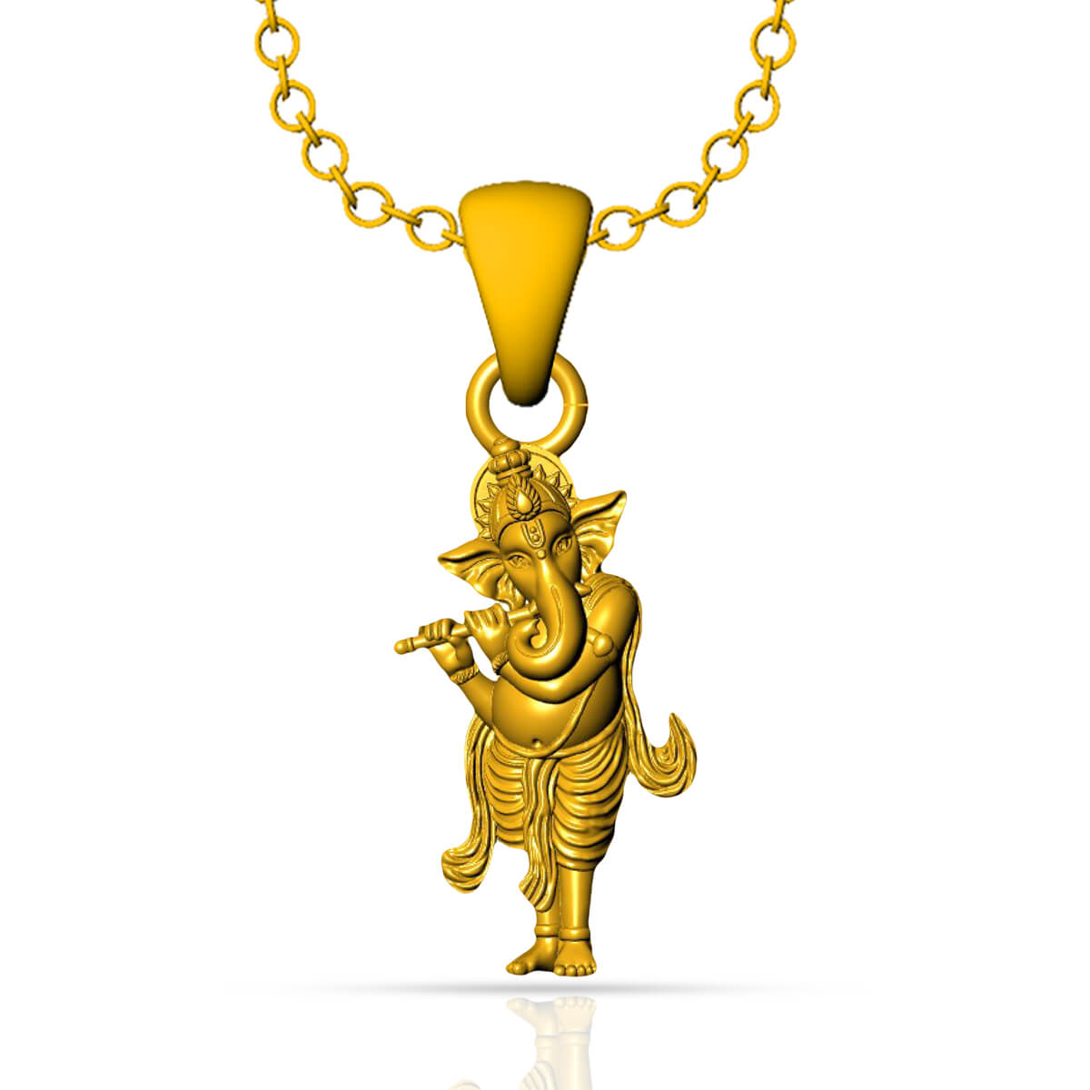 Standing Ganesha With Barasri Gold God Pendant with Free Gold Coin