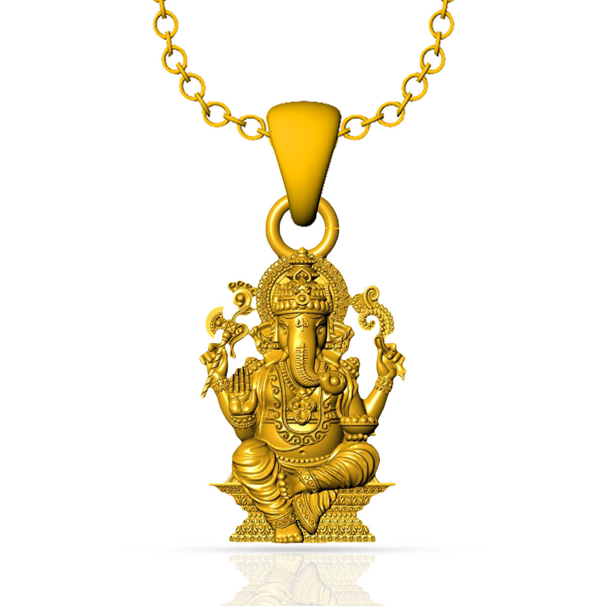 Ganpati Bappa Gold God Pendant with Free Gold Coin