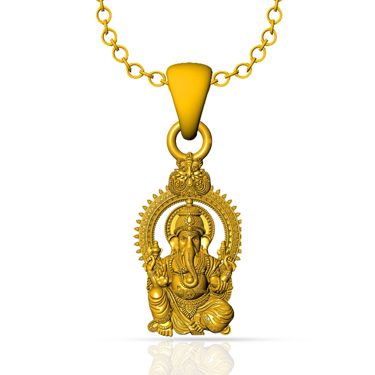 Raja Ganpati Gold God Pendant