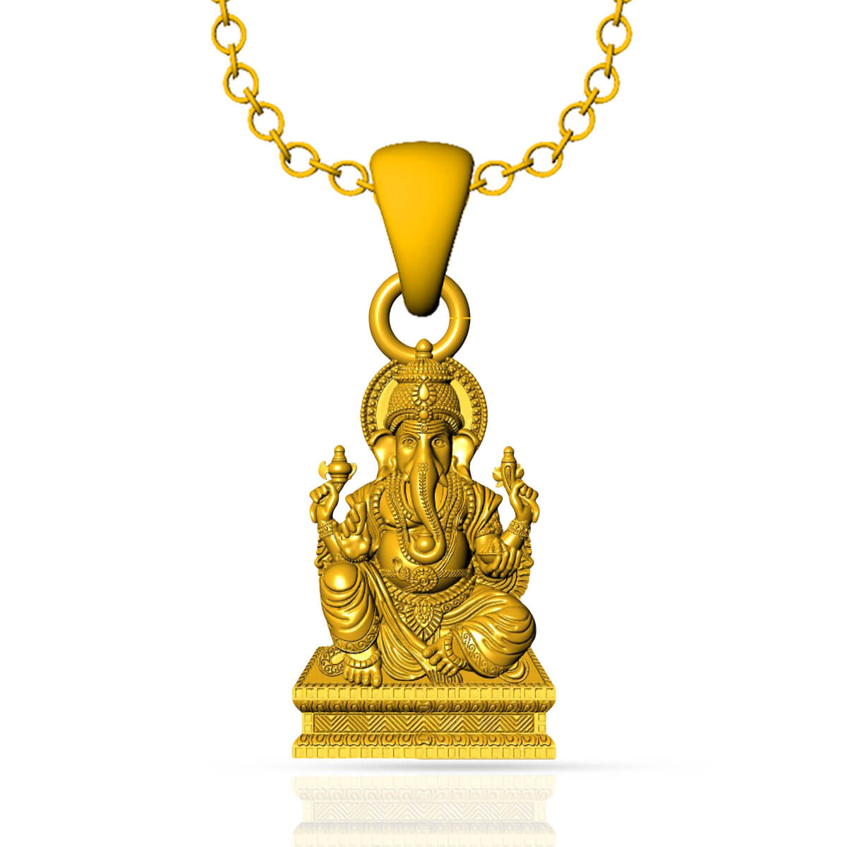 Lambodara Ganesh Gold God Pendant with Free Gold Coin