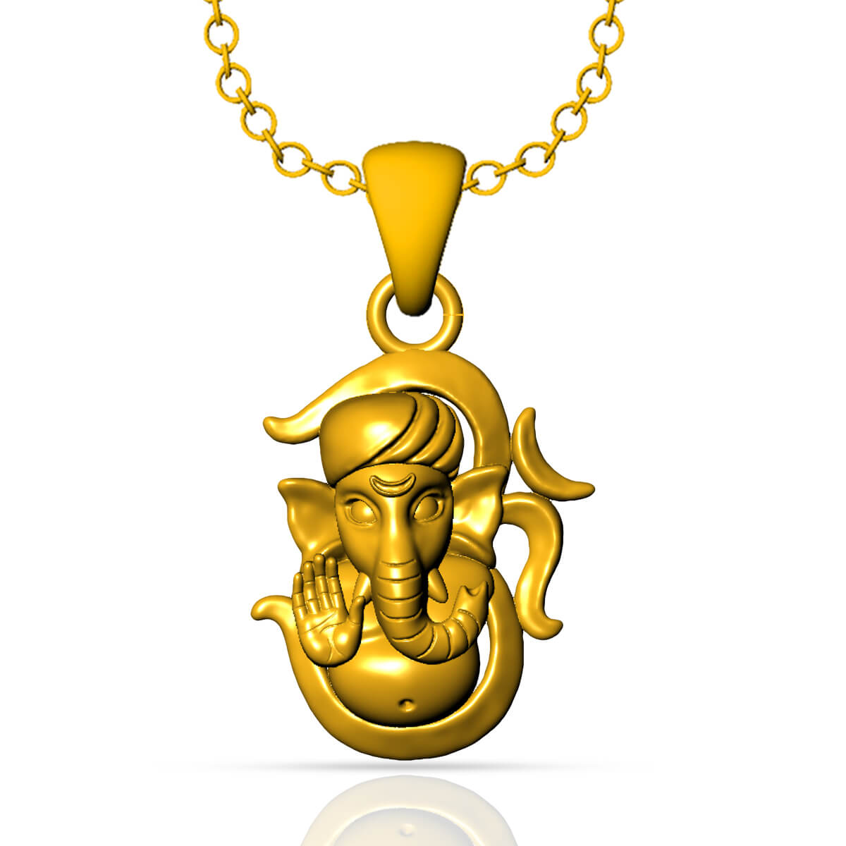 Om & Ganesh Gold 22kt God Pendant with Free Gold Coin