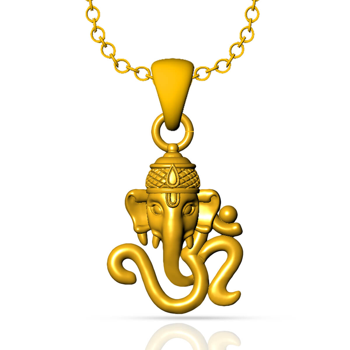 Ganesh & Om Gold God Pendant with Free Gold Coin