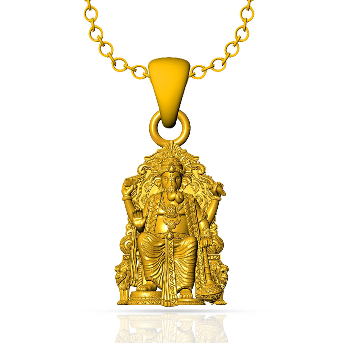 Raja Vinayak Ganpati Gold God Pendant with Free Gold Coin