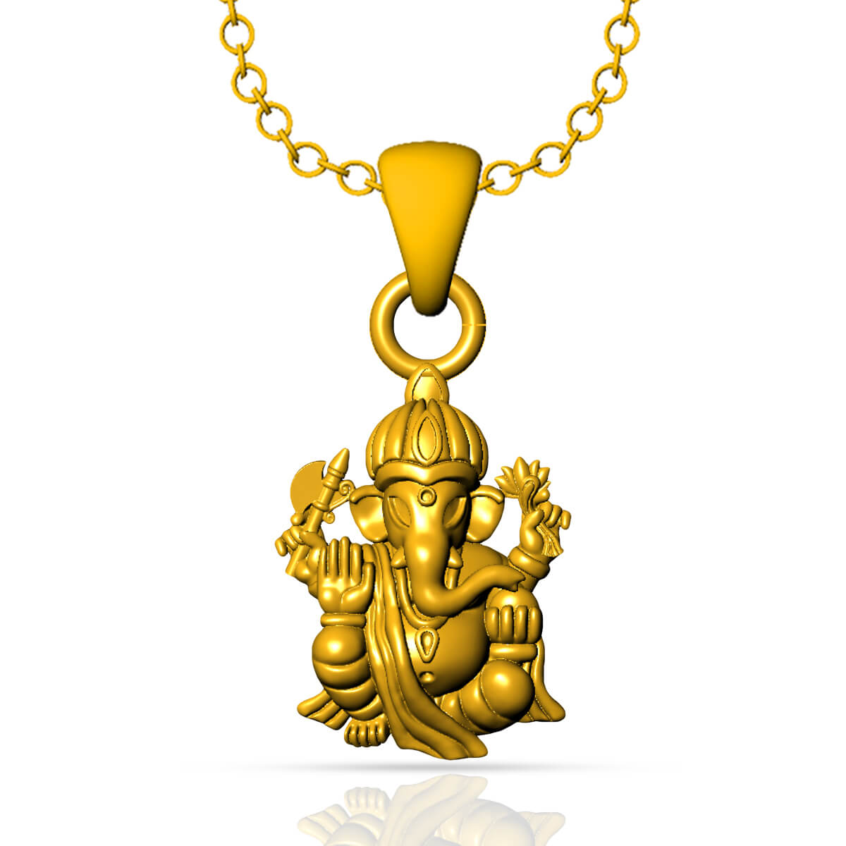 Chaturbuj Ganesh God Gold Pendant