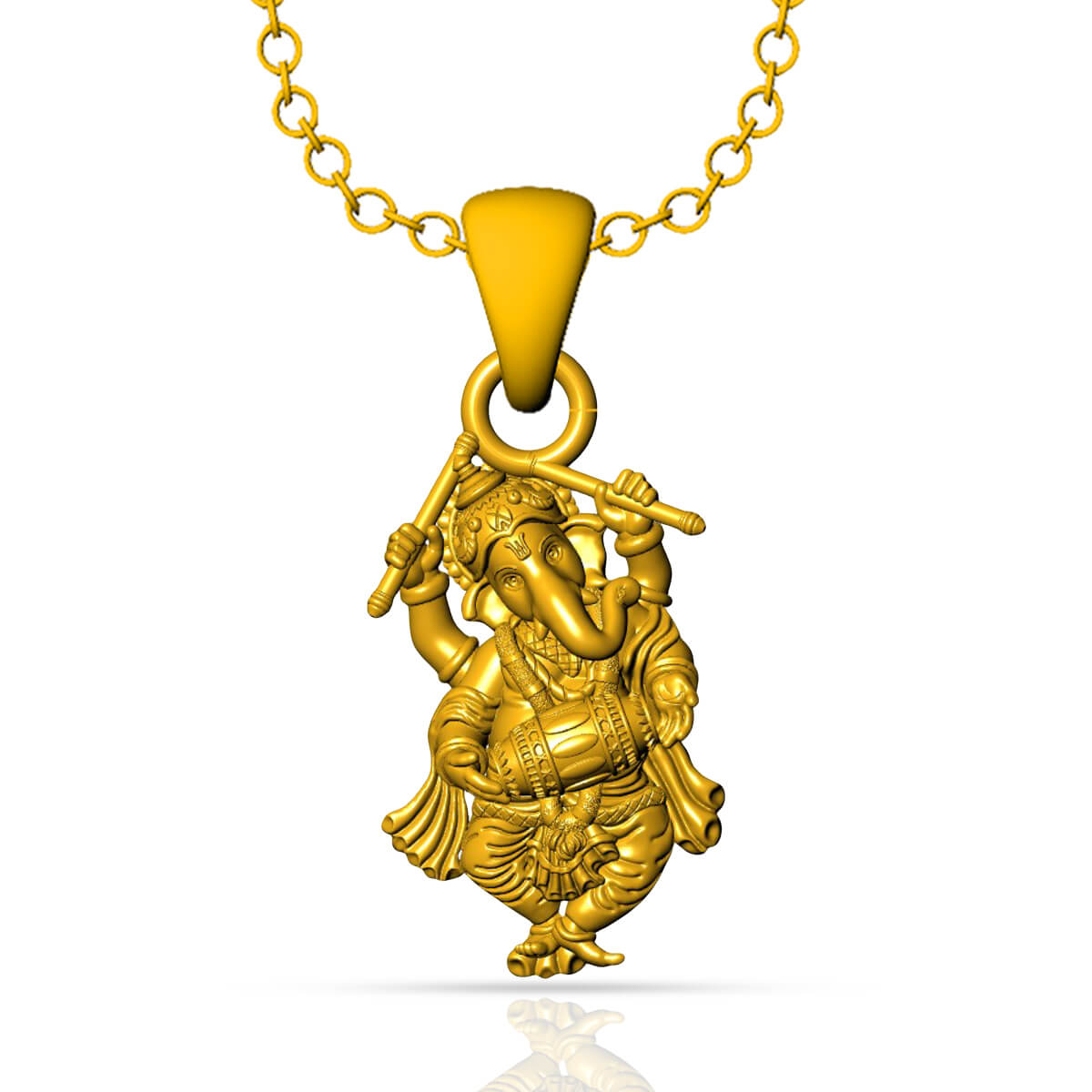 Dancing Ganesha Gold God Pendant with Free Gold Coin