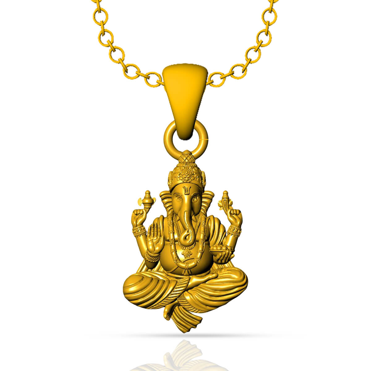 Vinayaka Ganpati Gold God Pendant with Free Gold Coin