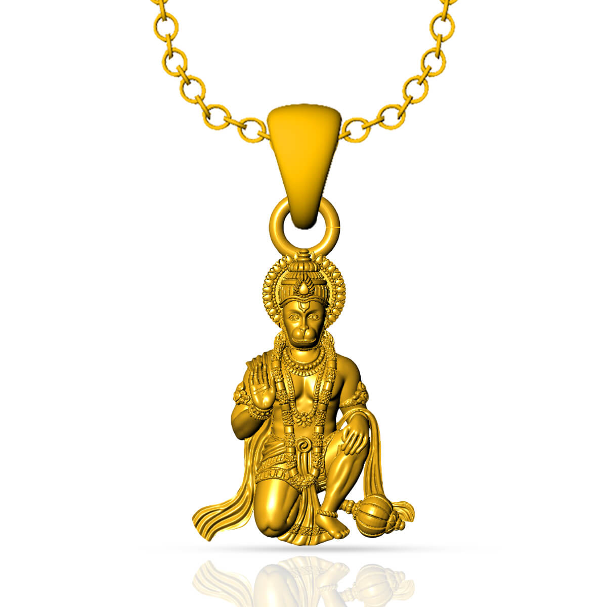 Bajrangbali Gold God Pendant with Free Gold Coin