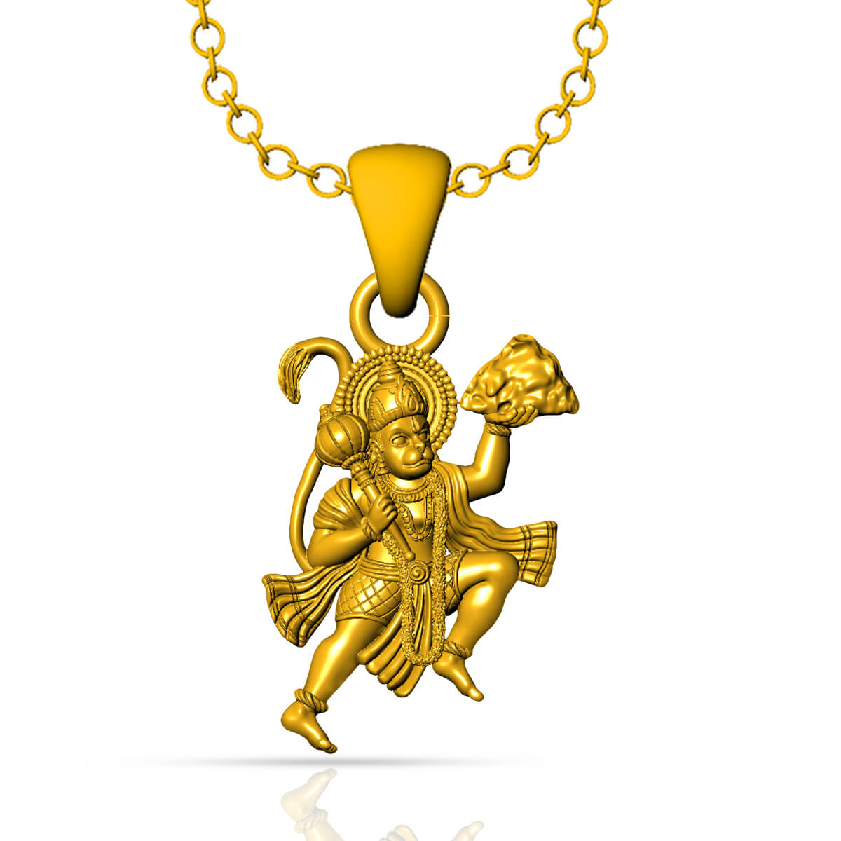 Sanjeevani Parvat Hanuman Gold God Pendant with Free Gold Coin