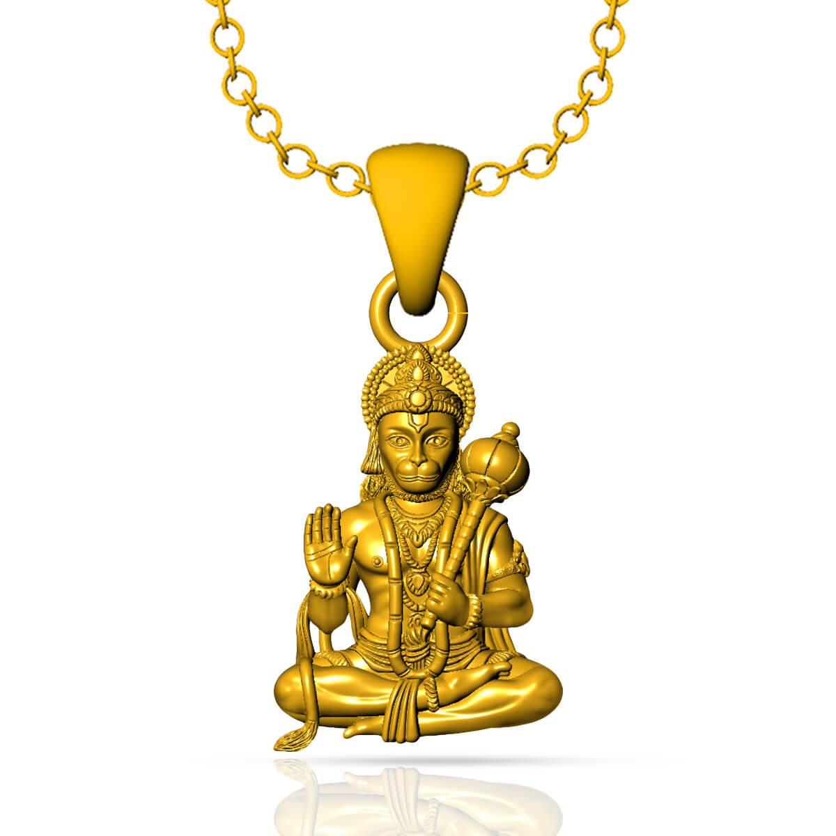 Hanumanta Gada Gold God Pendant with Free Gold Coin