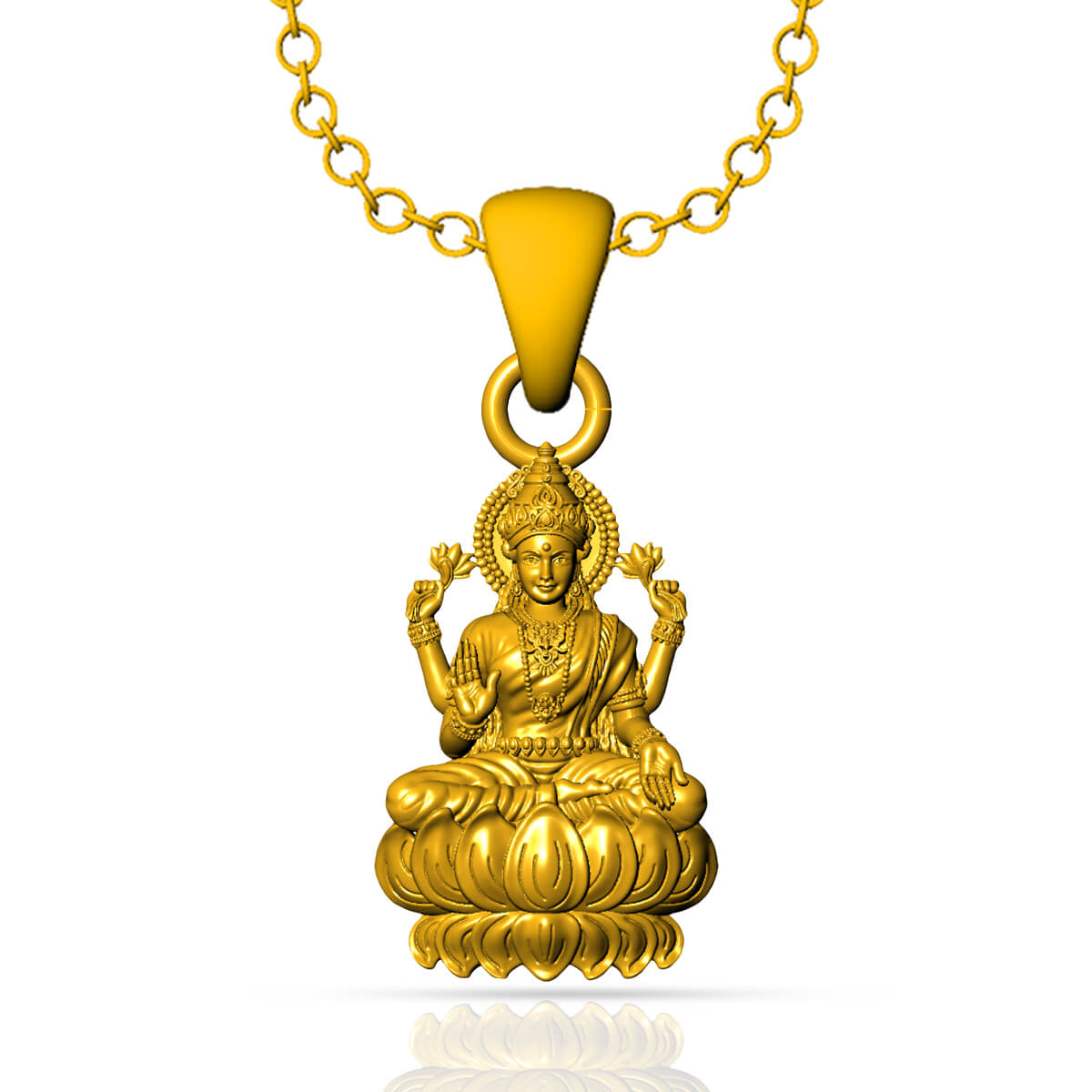 Dhairyalakshmi Louts God Gold Pendant with Free Gold Coin