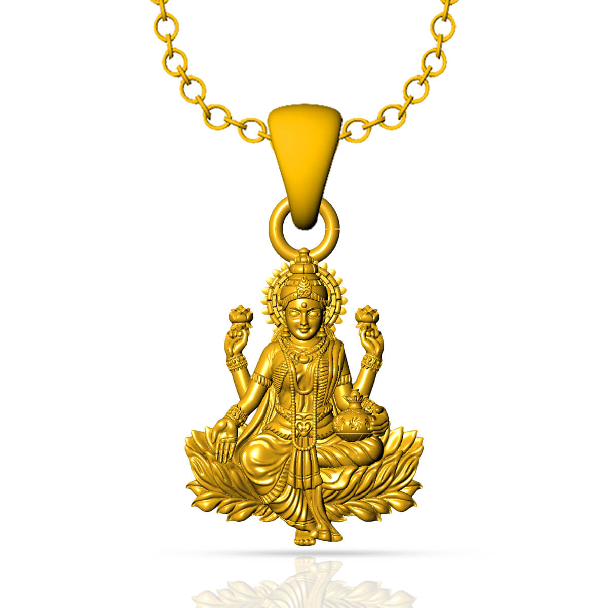 Padma Laxmi God Gold Pendant with Free Gold Coin