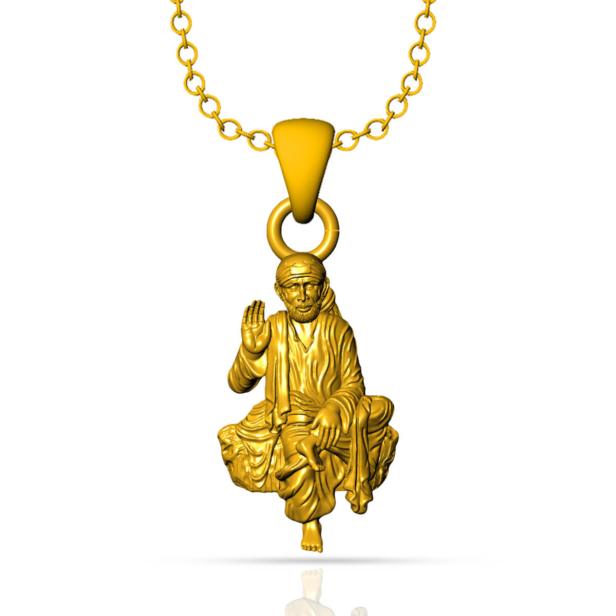 Sai Baba Blessing God Gold Pendant