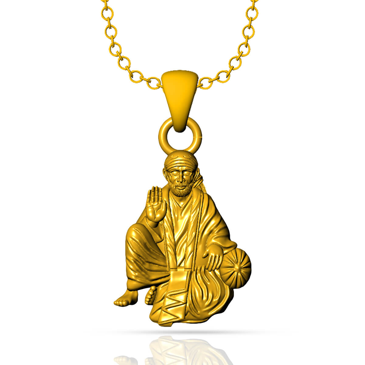 Sai Baba God Gold Pendant with Free Gold Coin