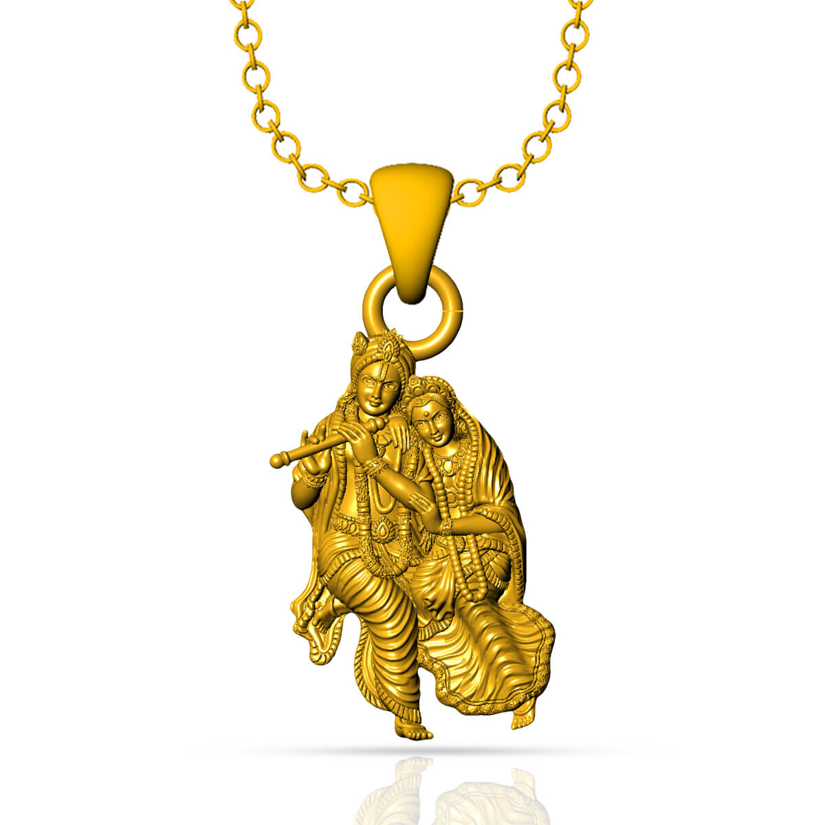 Radha Krishna love Gold God Pendant