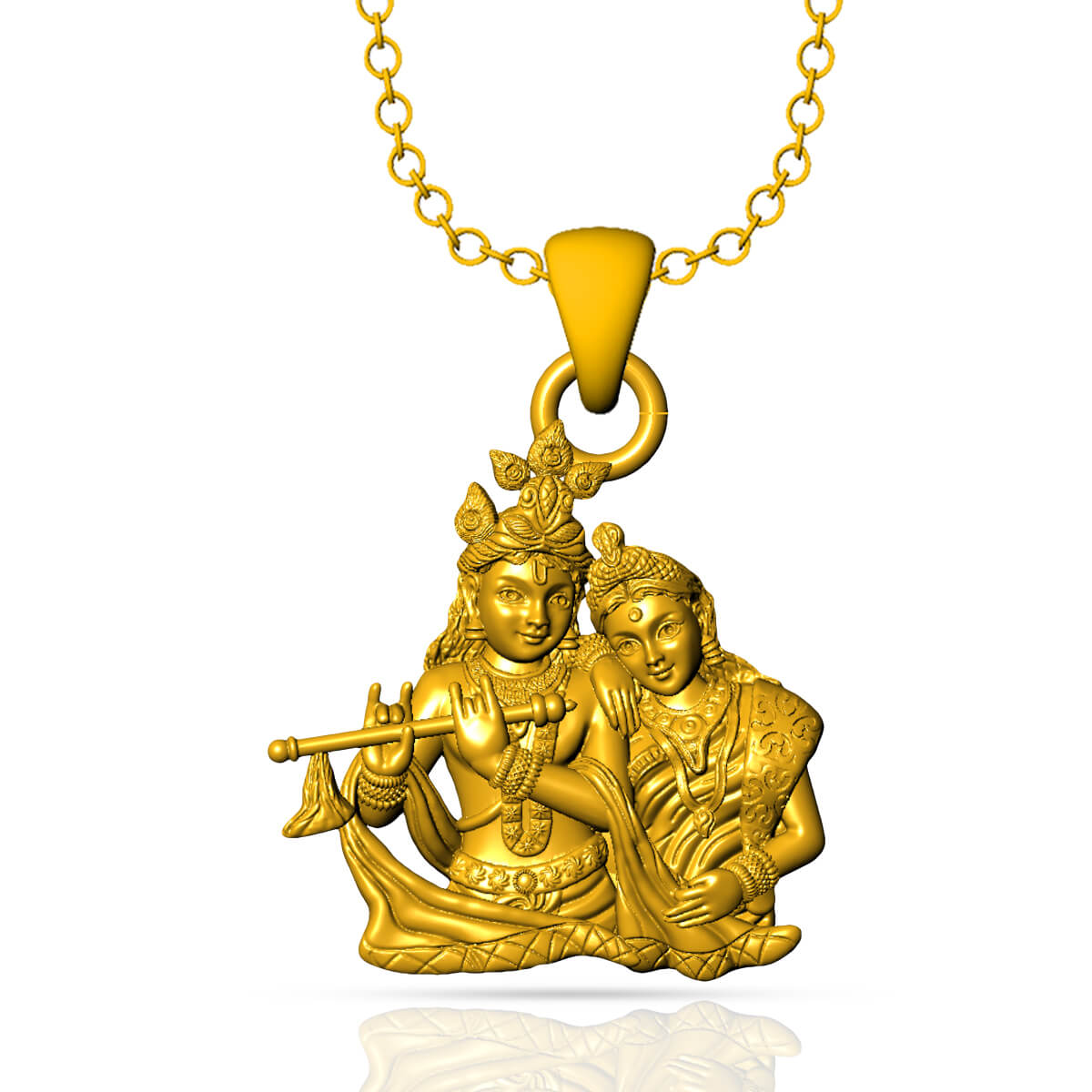 Krishna & Radha Rani Love Gold God Pendant