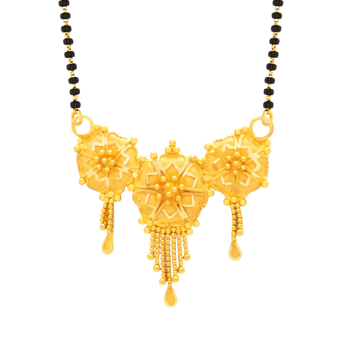 Trio Floral Alluring Gold Mangalsutra Pendant