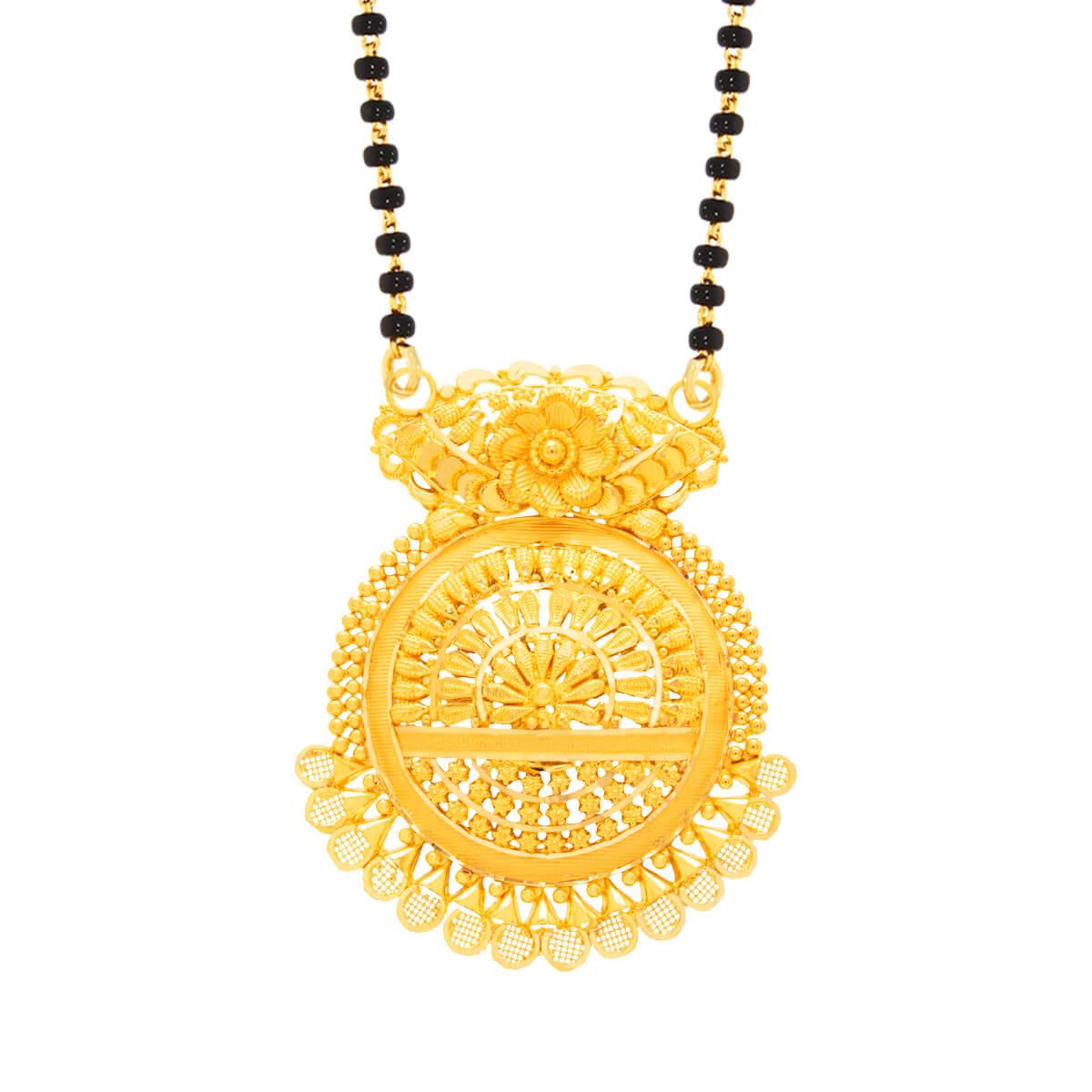 Floral Fusion Modern Gold Mangalsutra Pendant with Free Gold Coin