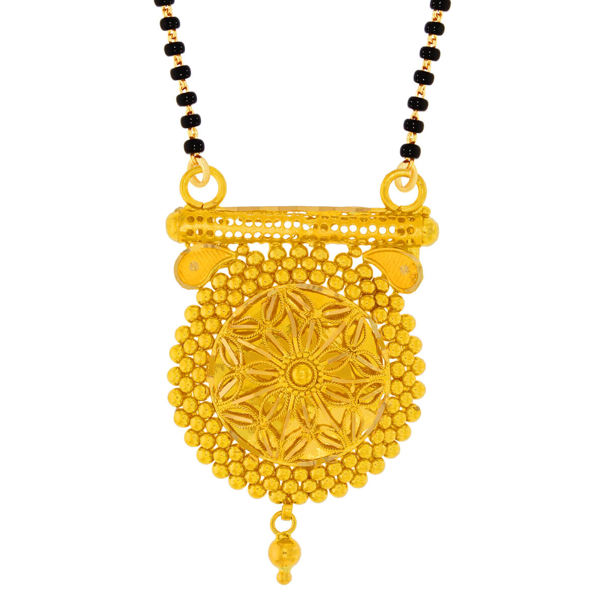 Beaded Elegance Gold Mangalsutra Pendant with Free Gold Coin