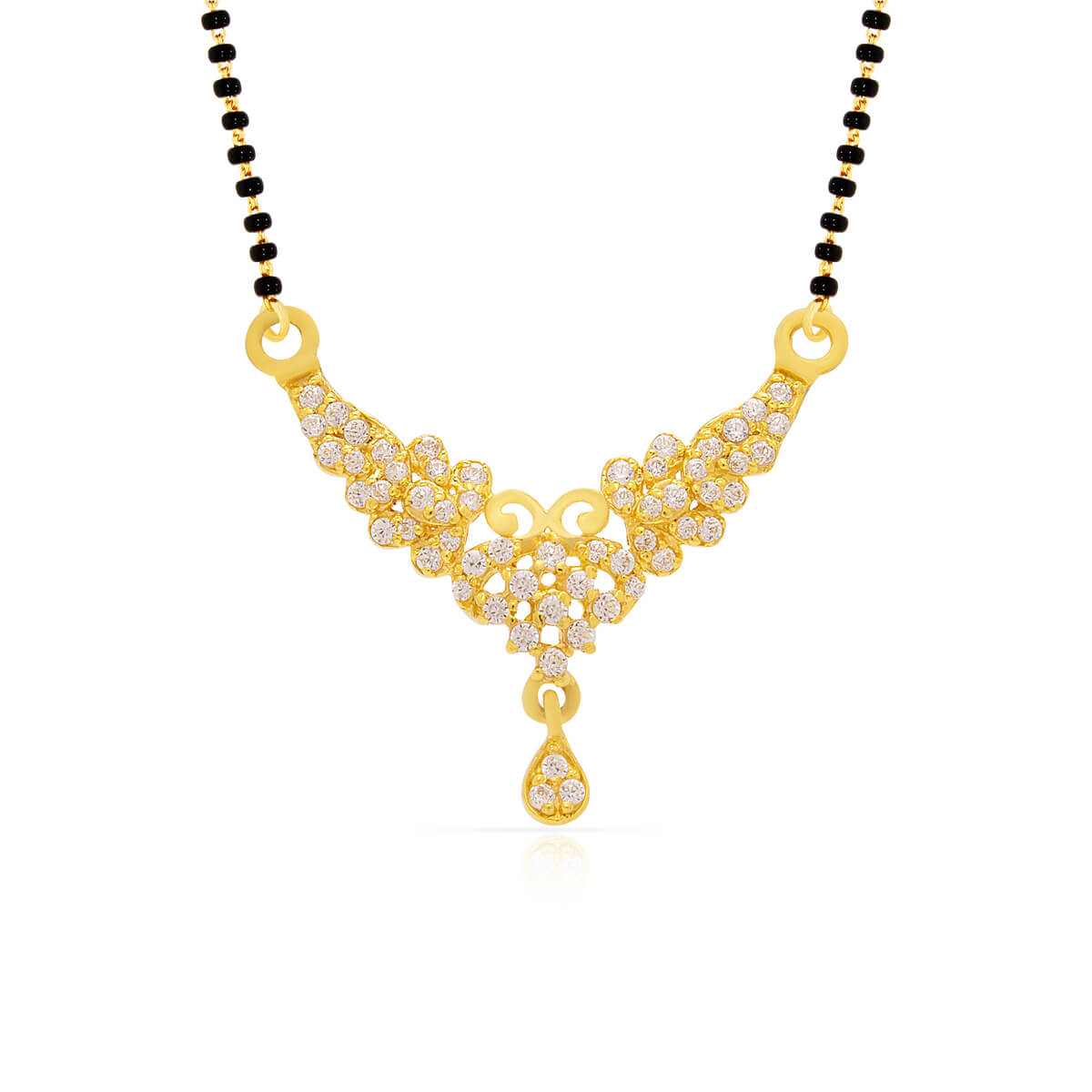 Aureate Floral Gold Mangalsutra Pendant with Free Gold Coin