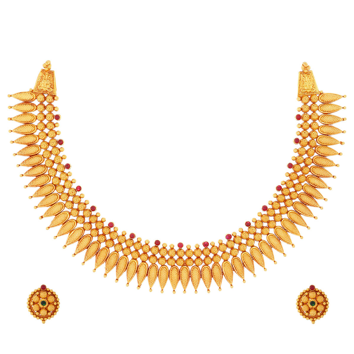 Prettiest Gold Antique Necklace With Earring