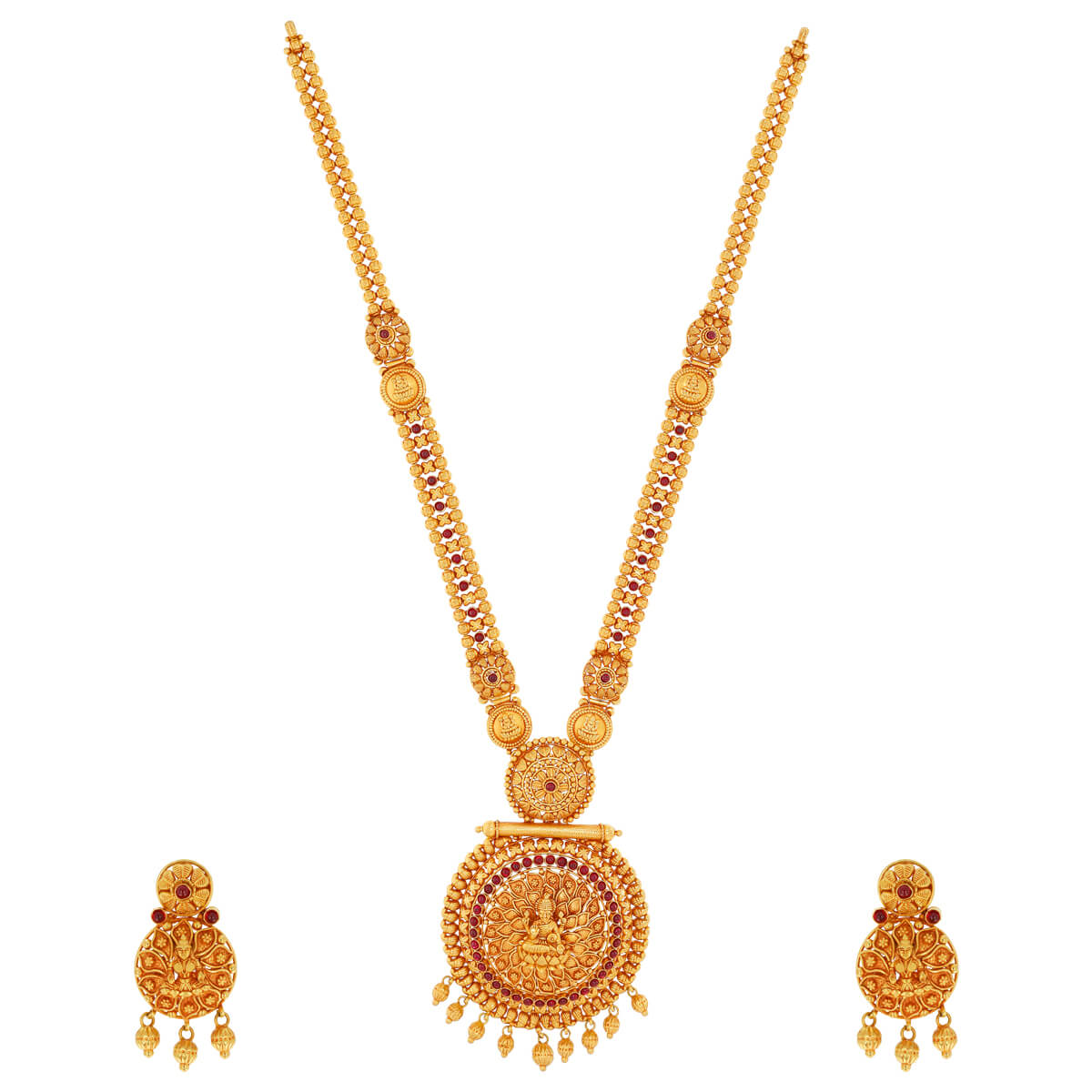 Elegent Temple Gold Necklace With Earring