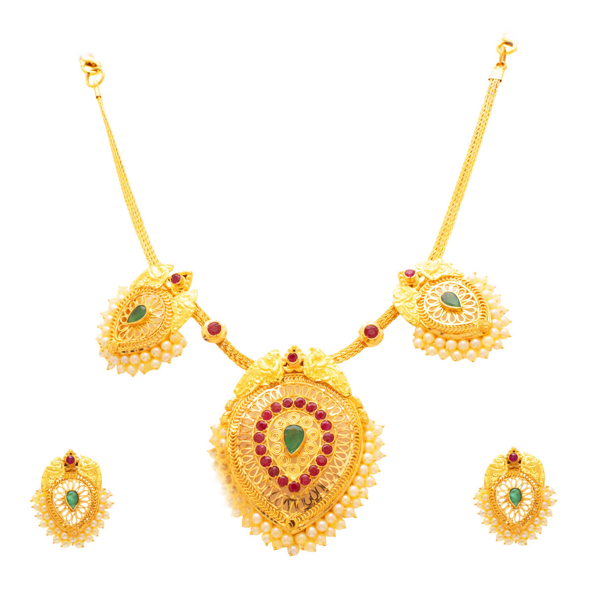 Nivansh Gold Necklace Set with Free Gold Coin