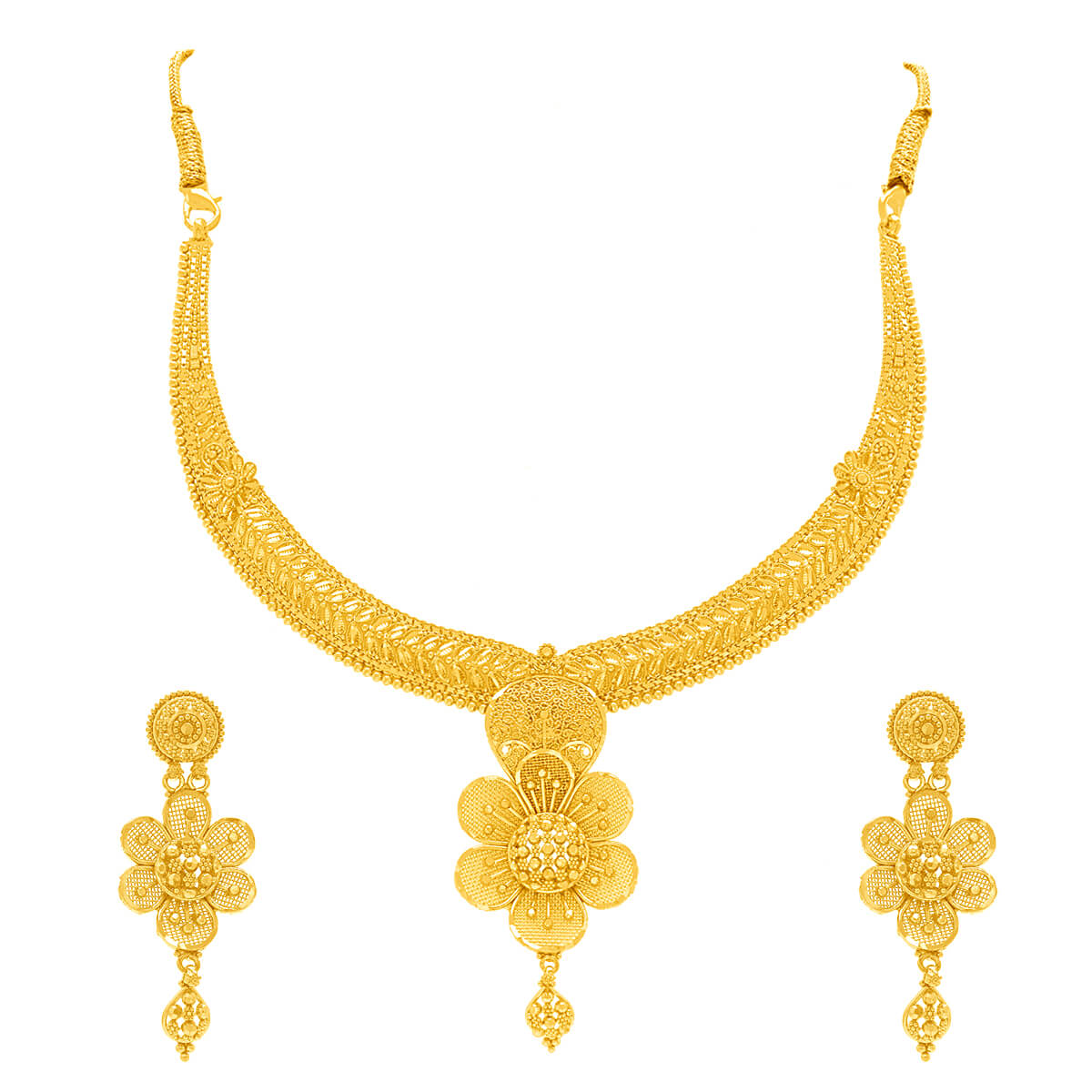 Deveshi Gold Necklace Set with Free Gold Coin