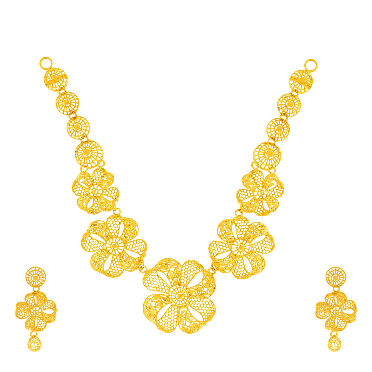 Stunning Floweret Eminent Gold Necklace Set