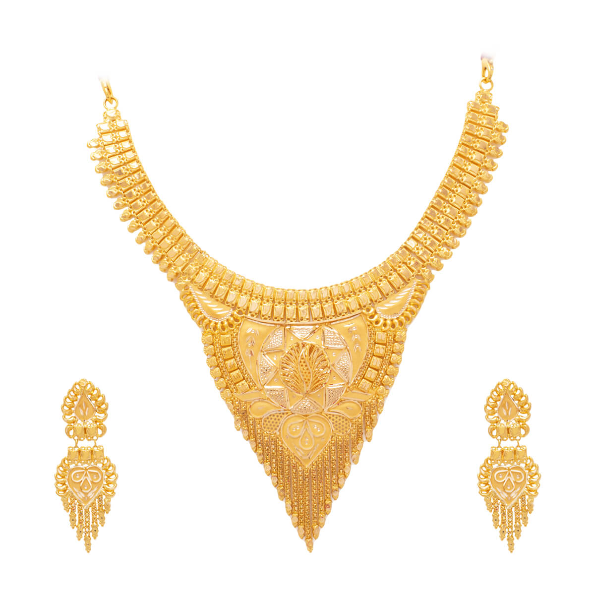 Raviya Gold Necklace Set with Free Gold Coin