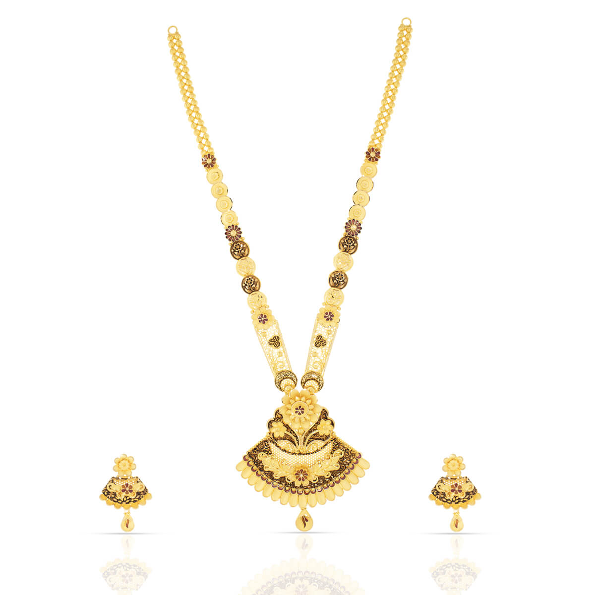 Elegant Enamel Gold Necklace Set with Free Gold Coin