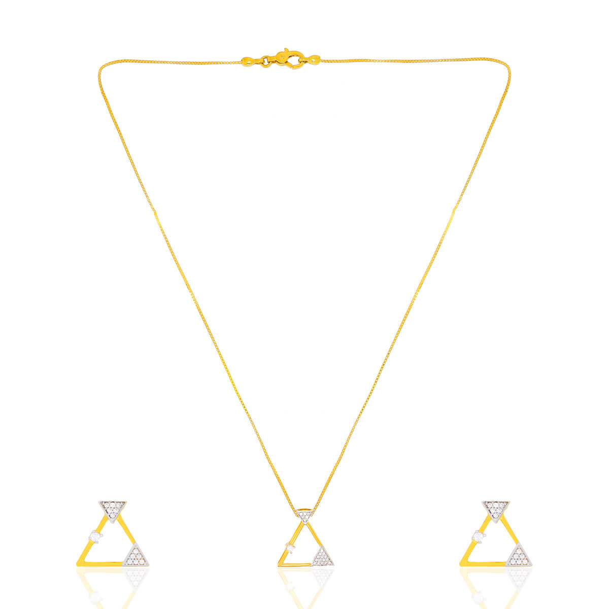 Abstract Elegance Geometric Gold Pendant Set with Free Gold Coin