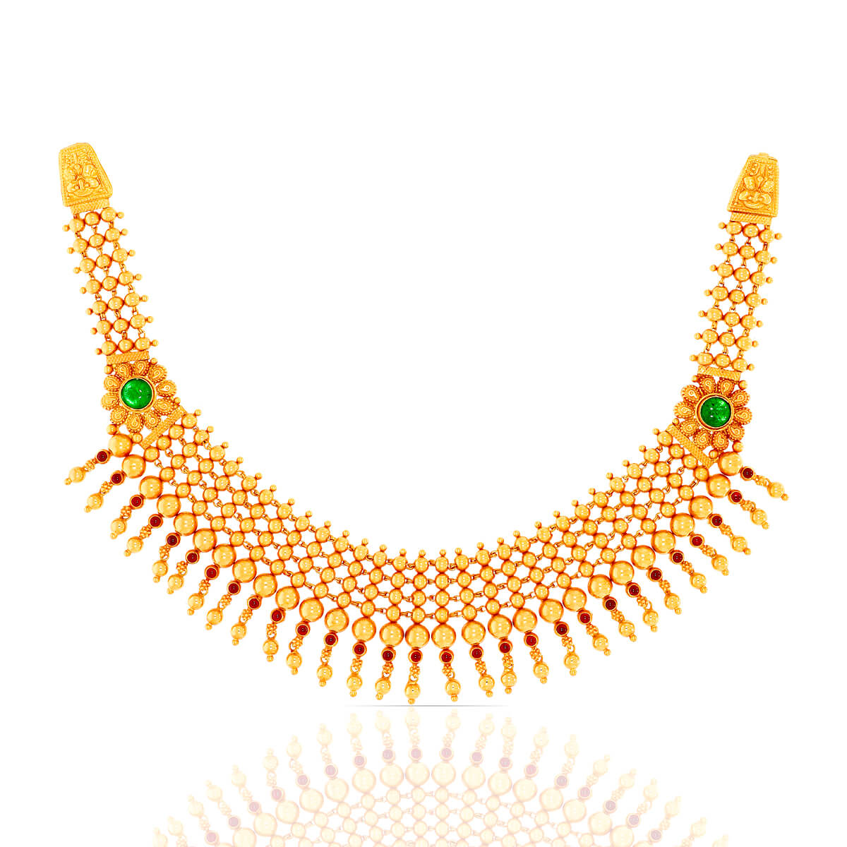 Gheru Polish Gold Necklace Adorned With Color Stone