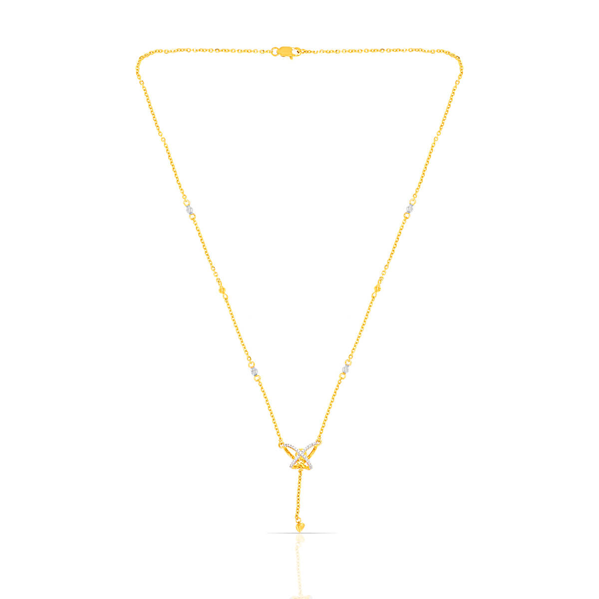 Shimmering CZ Stone Gold Drop Necklace with Free Gold Coin