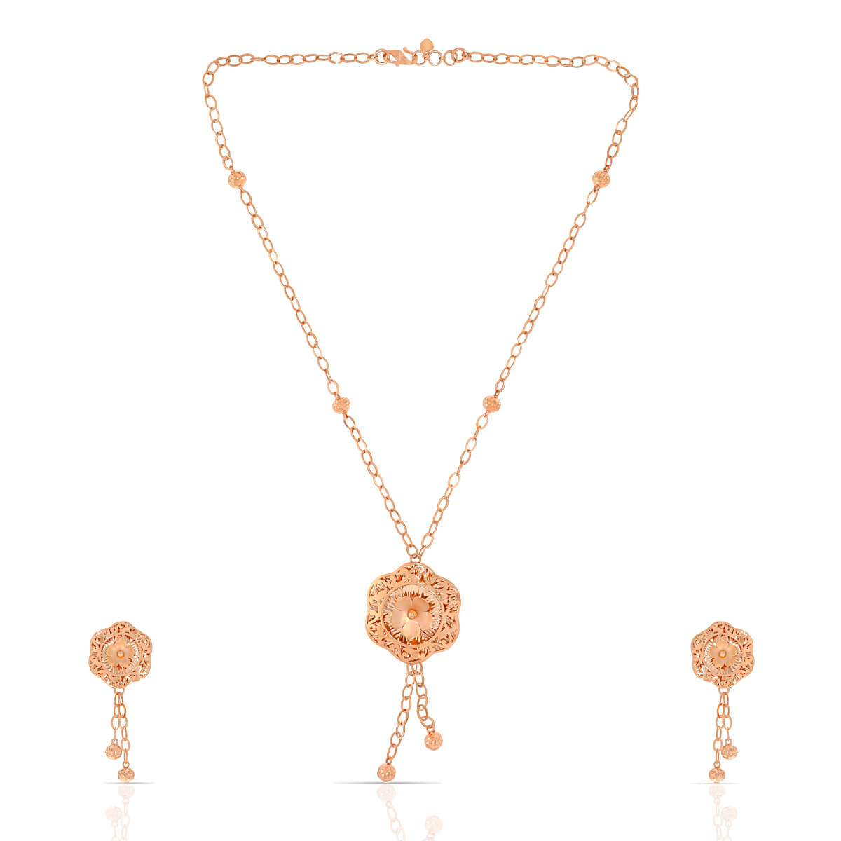 Rose Gold Blossoms Floral Necklace Set with Free Gold Coin