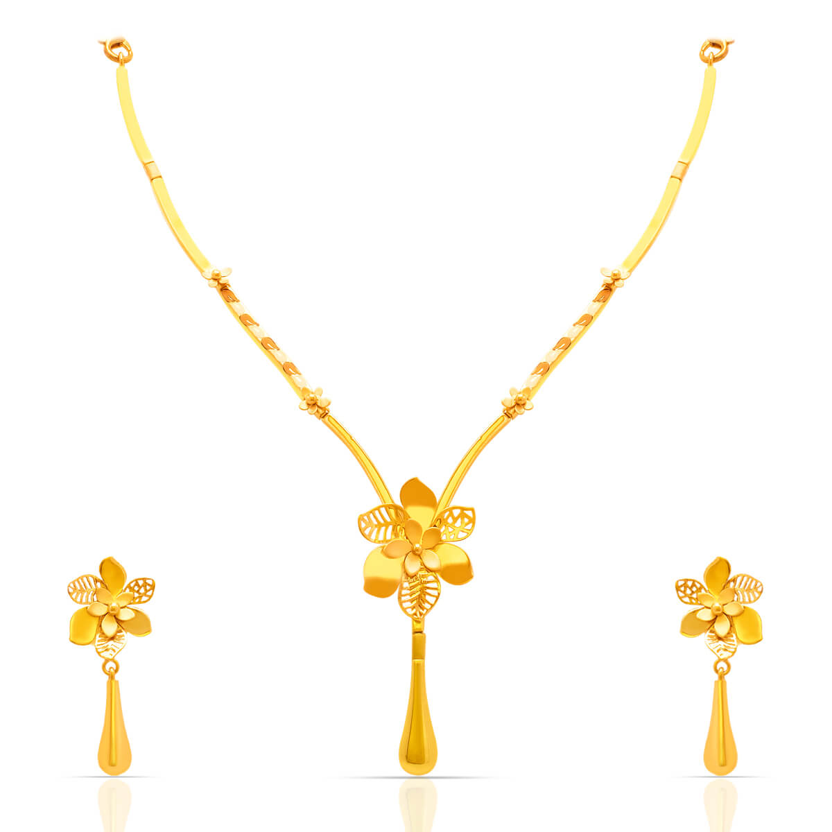 Lightweight Pipe Gold Designer Necklace Set with Free Gold Coin