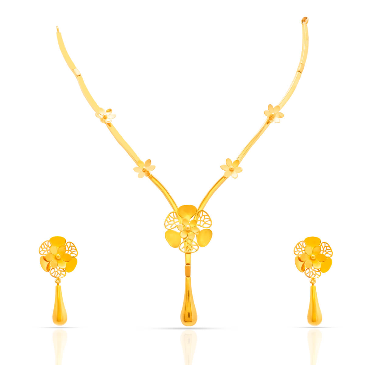 Blooming Beauty Gold Necklace With Earring