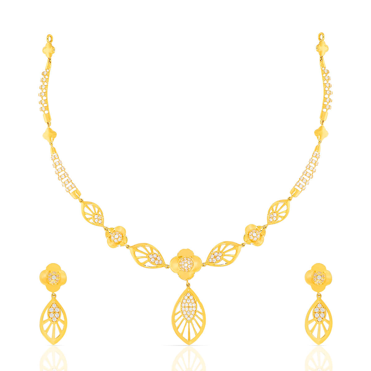 Botanical Beauty CZ Gold Necklace Set with Free Gold Coin