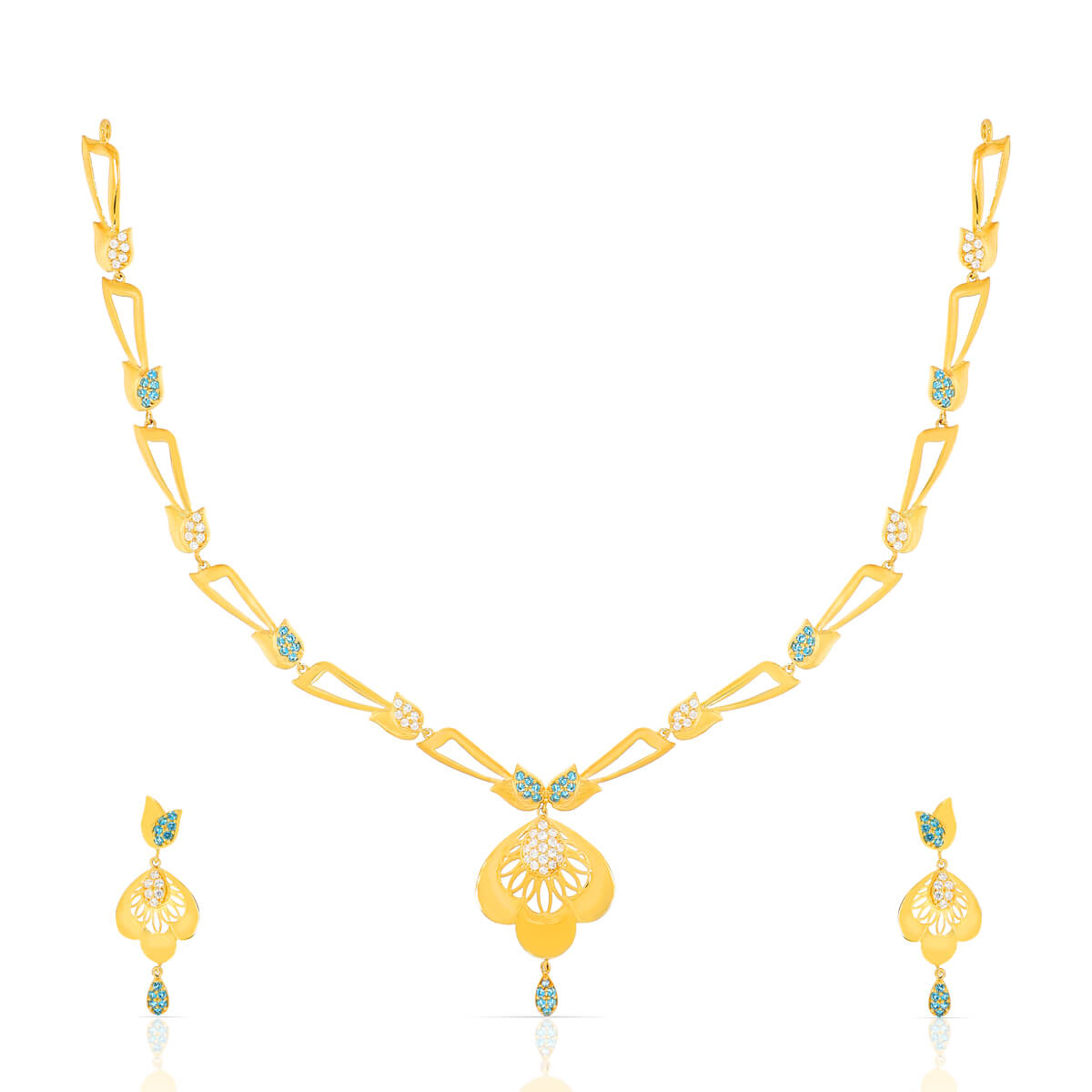 Refined Elegance CZ Gold Necklace With Earring with Free Gold Coin