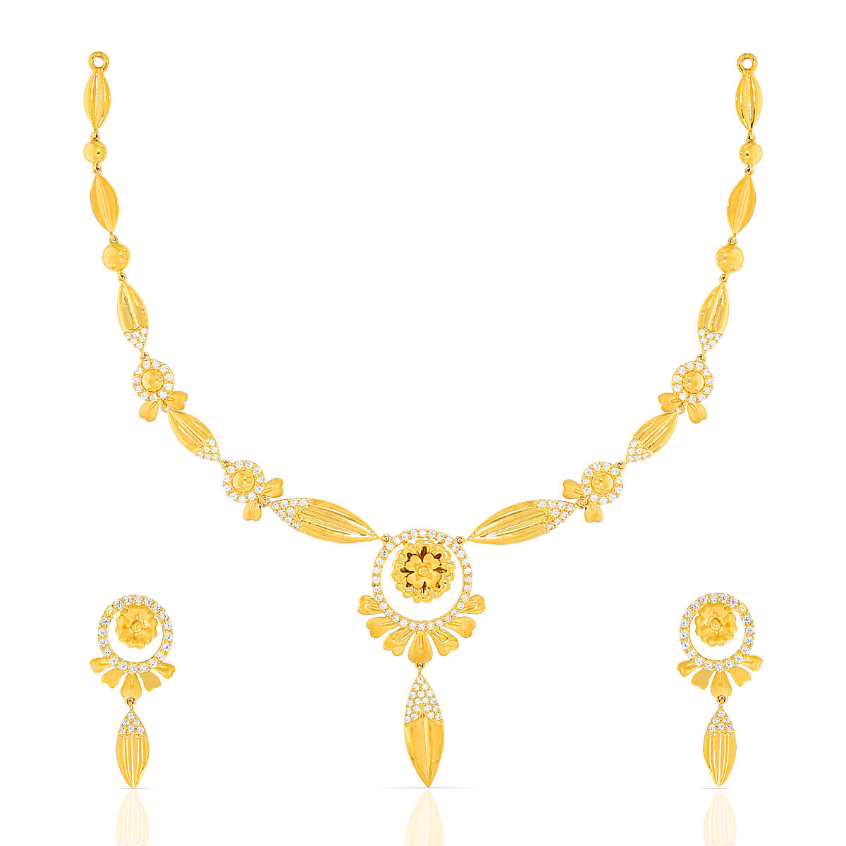 Elegant Light CZ Gold Necklace Set with Free Gold Coin