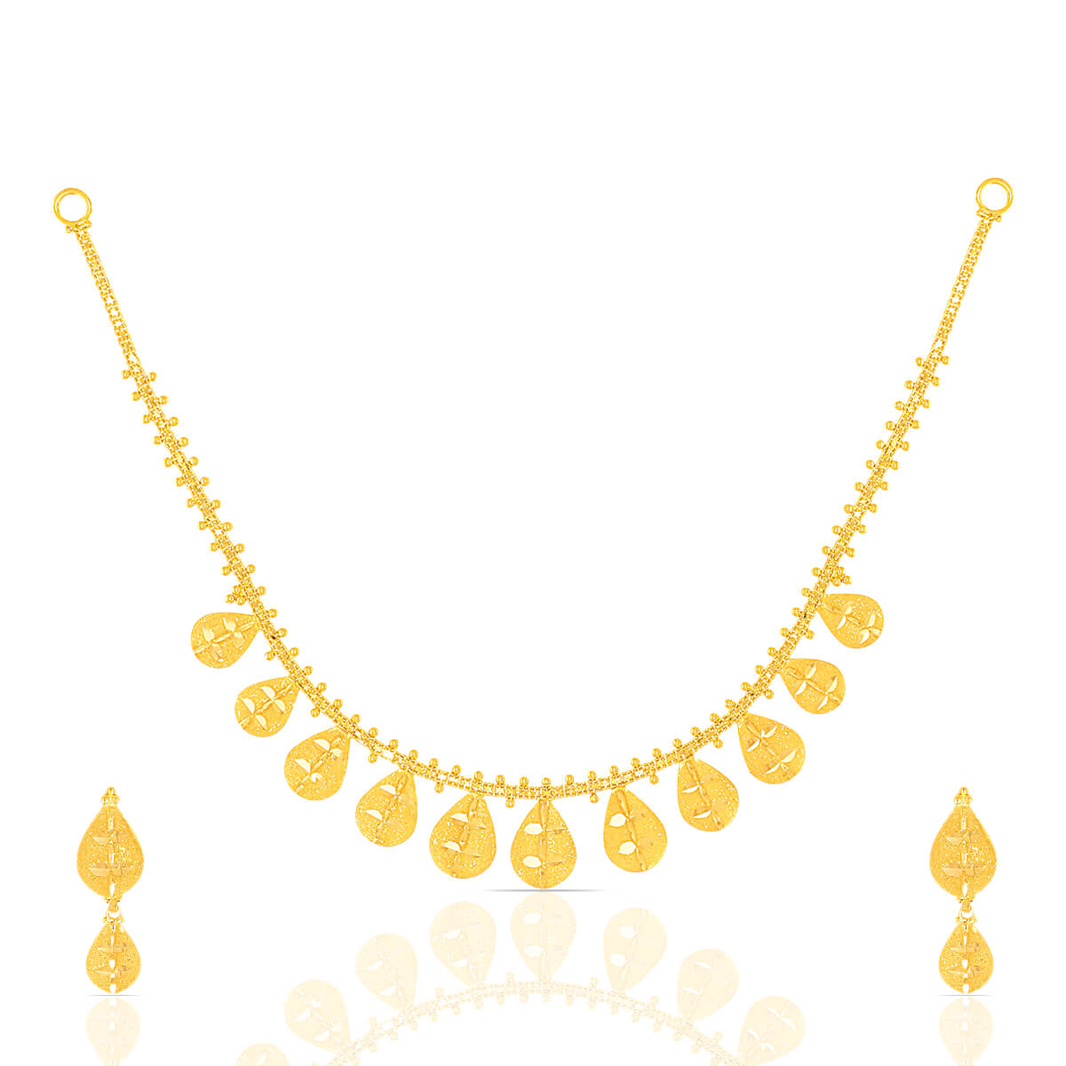 Leaf Ambrosia Gold Necklace Set with Free Gold Coin