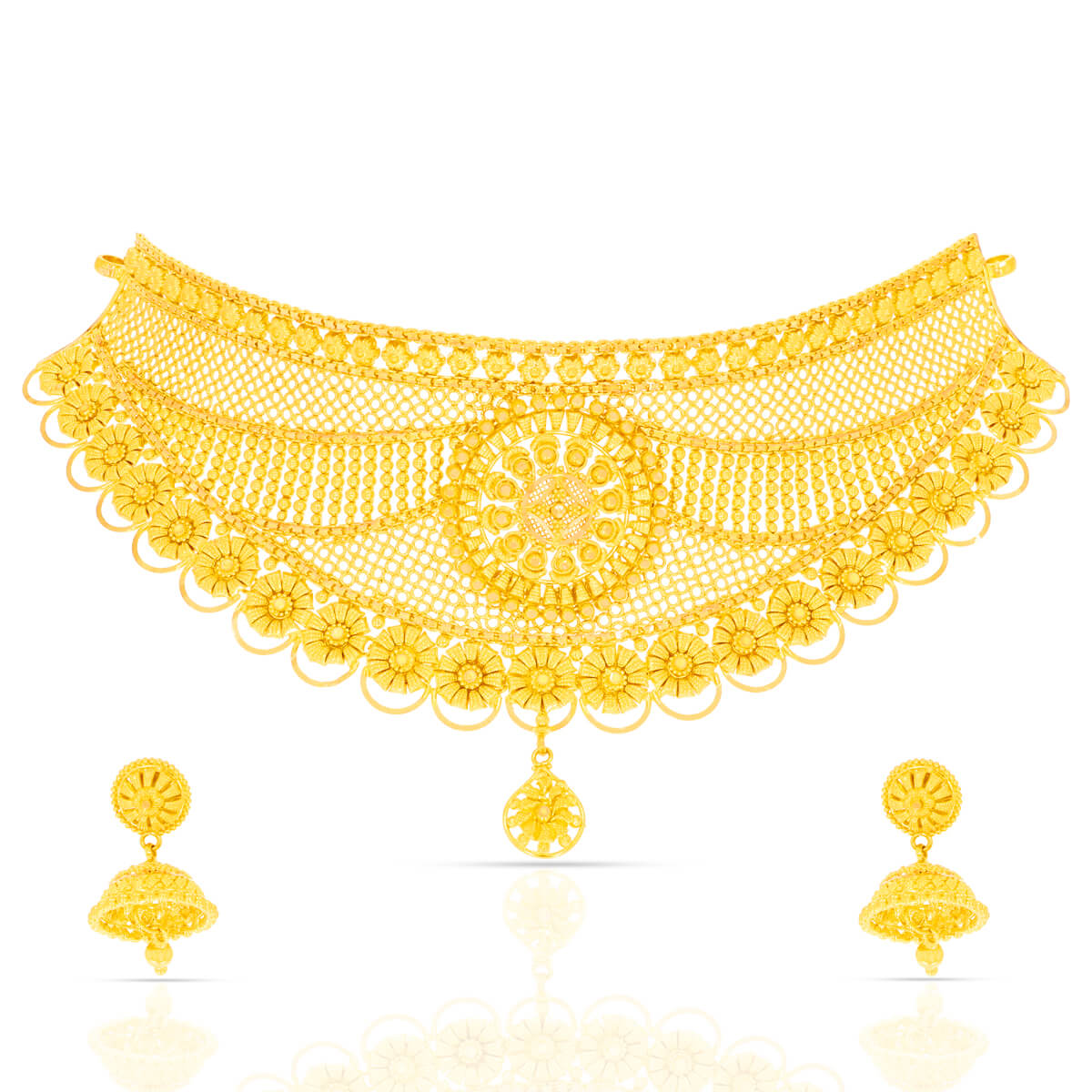 Golden Royal Embrace Gold Necklace Set with Free Gold Coin